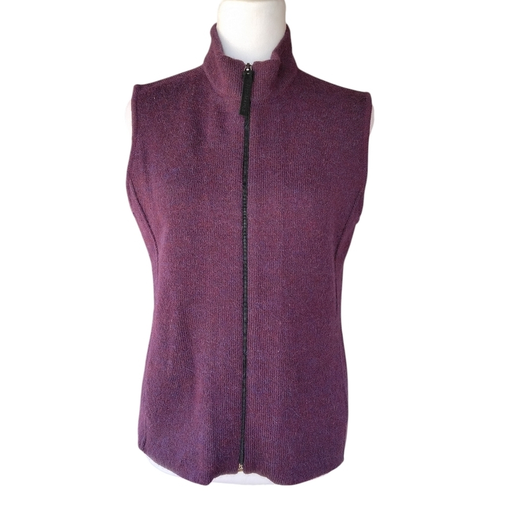 Red Maple Sportswear Burgundy Alpaca Blend Knit Zip Front Vest Size Small